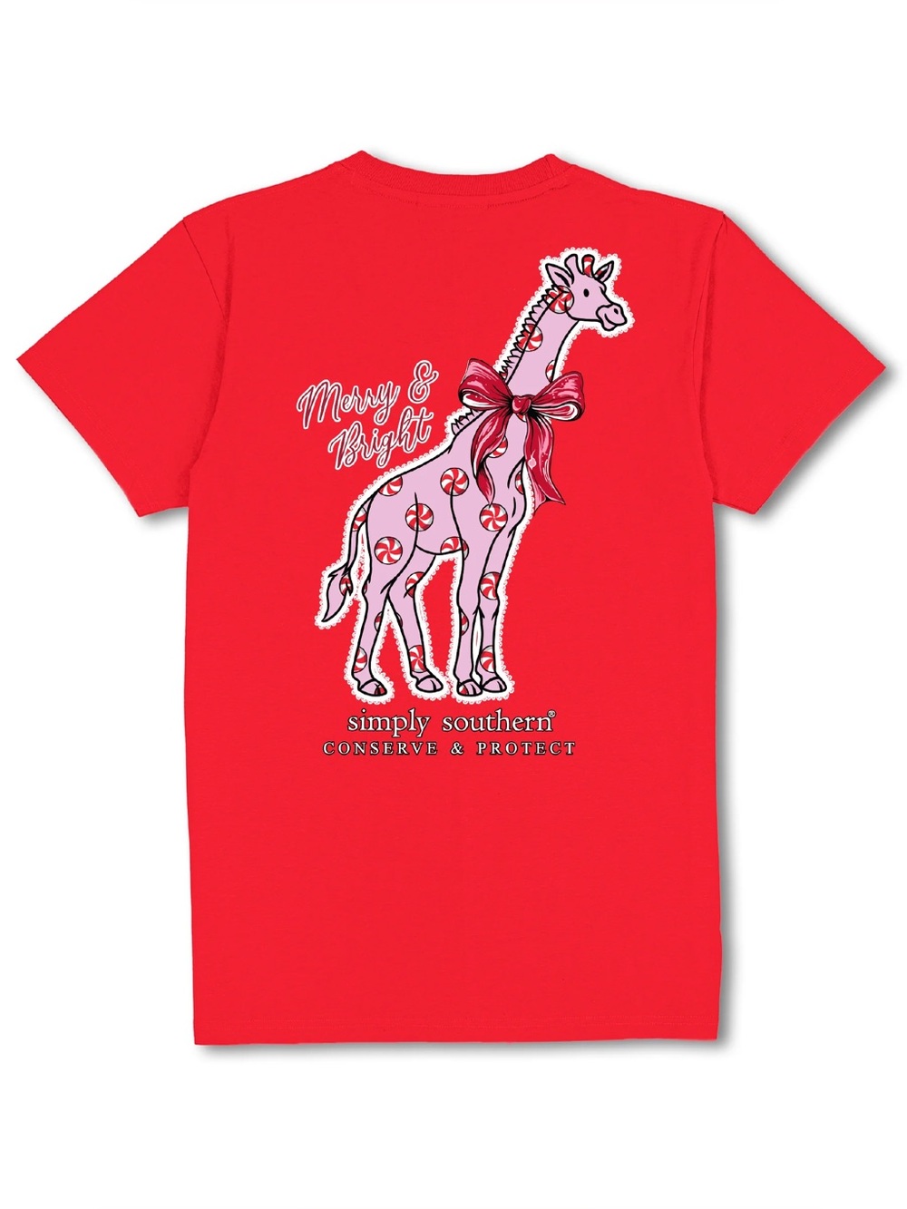 Simply Southern Holiday Giraffe Graphic Tee with QR Code Tracker